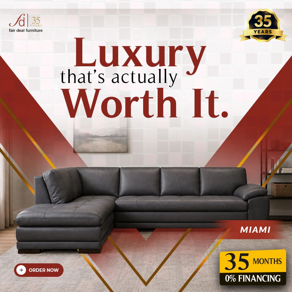 Miami Leather Sectional - Dark Brown