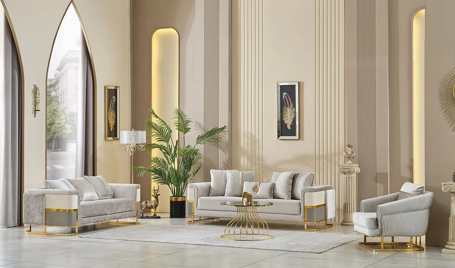 Galeria Sofa in Beige & Gold
