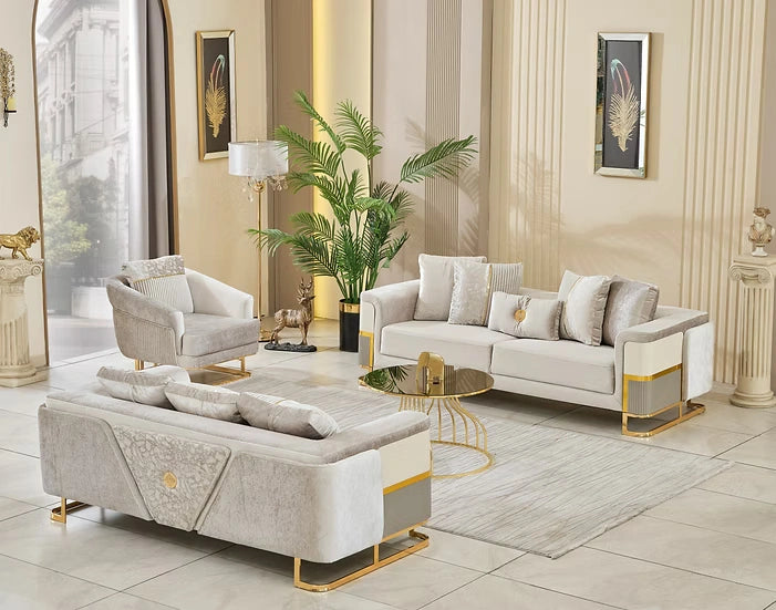 Galeria Sofa in Beige & Gold