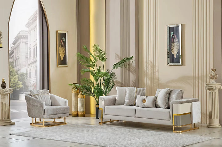 Galeria Chair in Beige & Gold