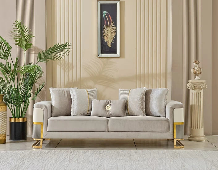Galeria Sofa in Beige & Gold
