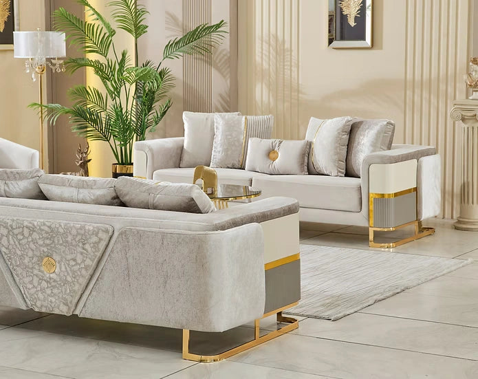 Galeria Sofa in Beige & Gold