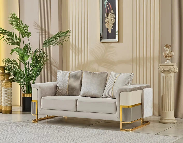Galeria Loveseat in Beige & Gold