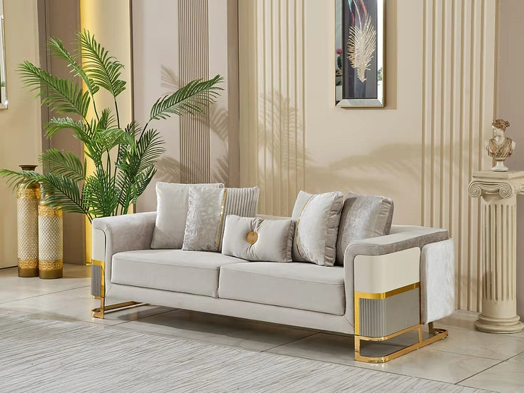 Galeria Sofa in Beige & Gold