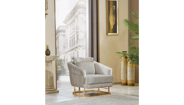 Galeria Chair in Beige & Gold