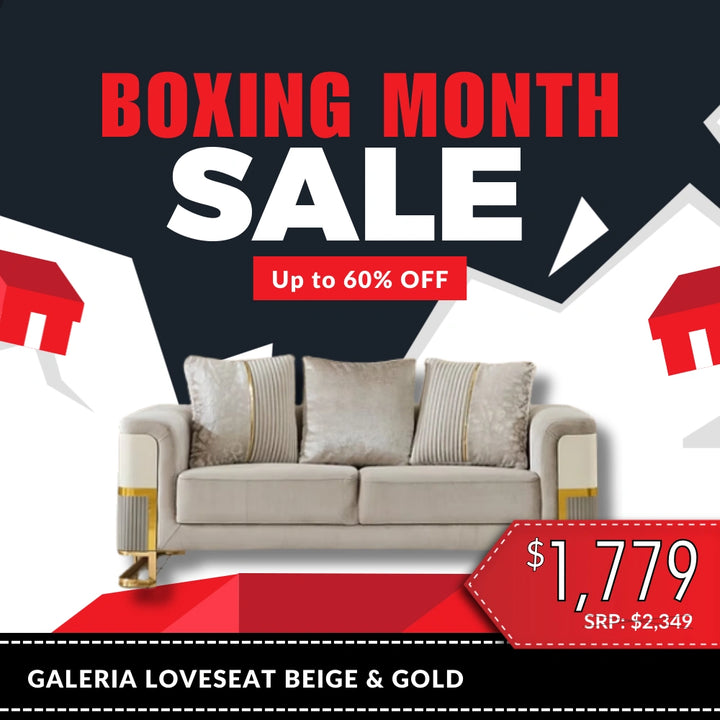 Galeria Loveseat in Beige & Gold