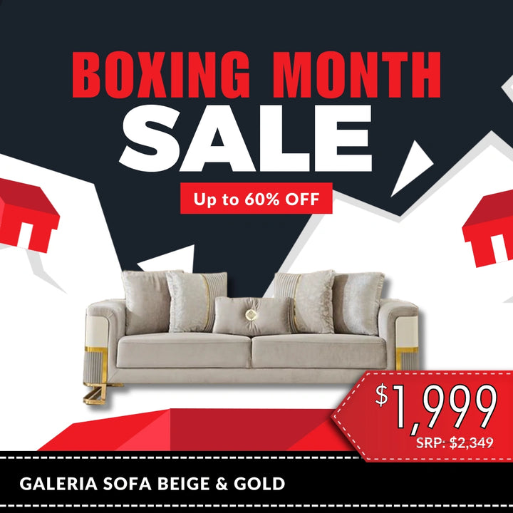 Galeria Sofa in Beige & Gold