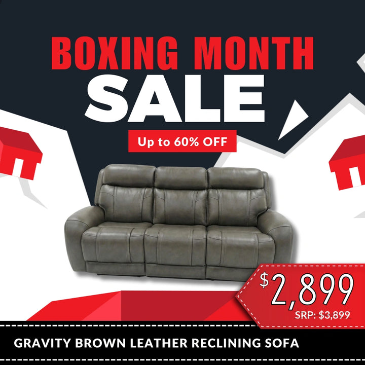 Gravity Brown Leather Reclining Sofa