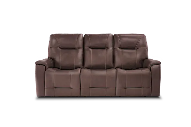 Laura Leather Power Reclining Sofa with Headrest and Lumbar