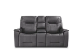 Laura Leather Power Reclining Console Loveseat with Headrest and Lumbar