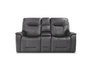 Laura Leather Power Reclining Console Loveseat with Headrest and Lumbar