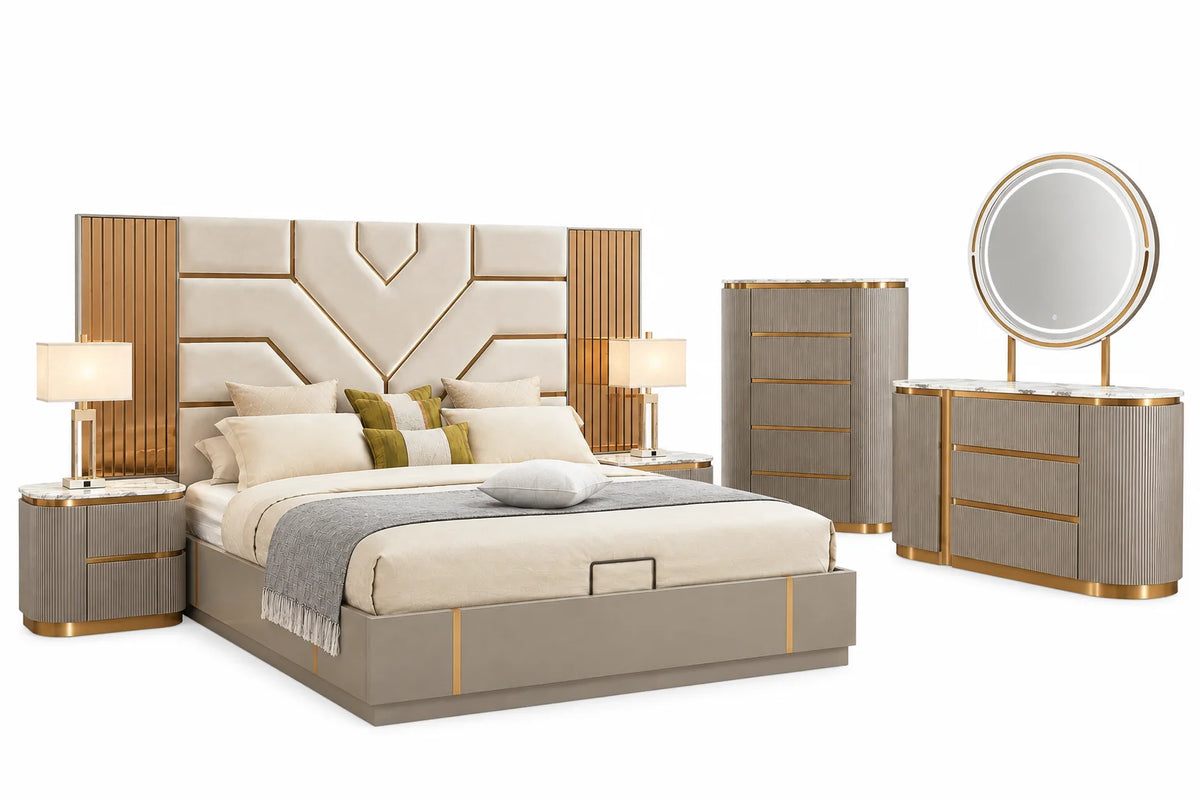Hazel 6 Piece Package – King Storage Bed