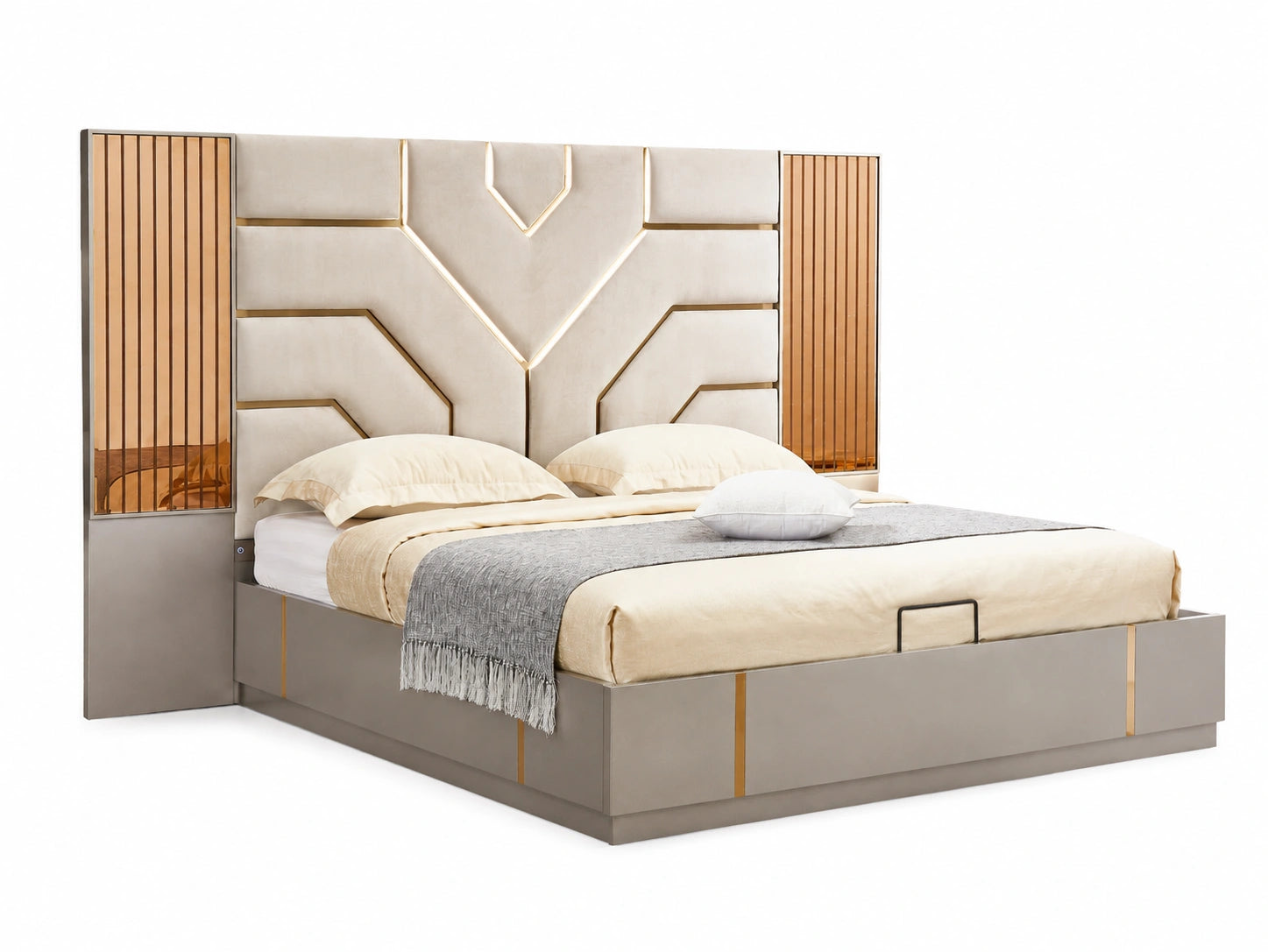 Hazel Storage Bed with Hydraulic Lift + 2 Nightstands