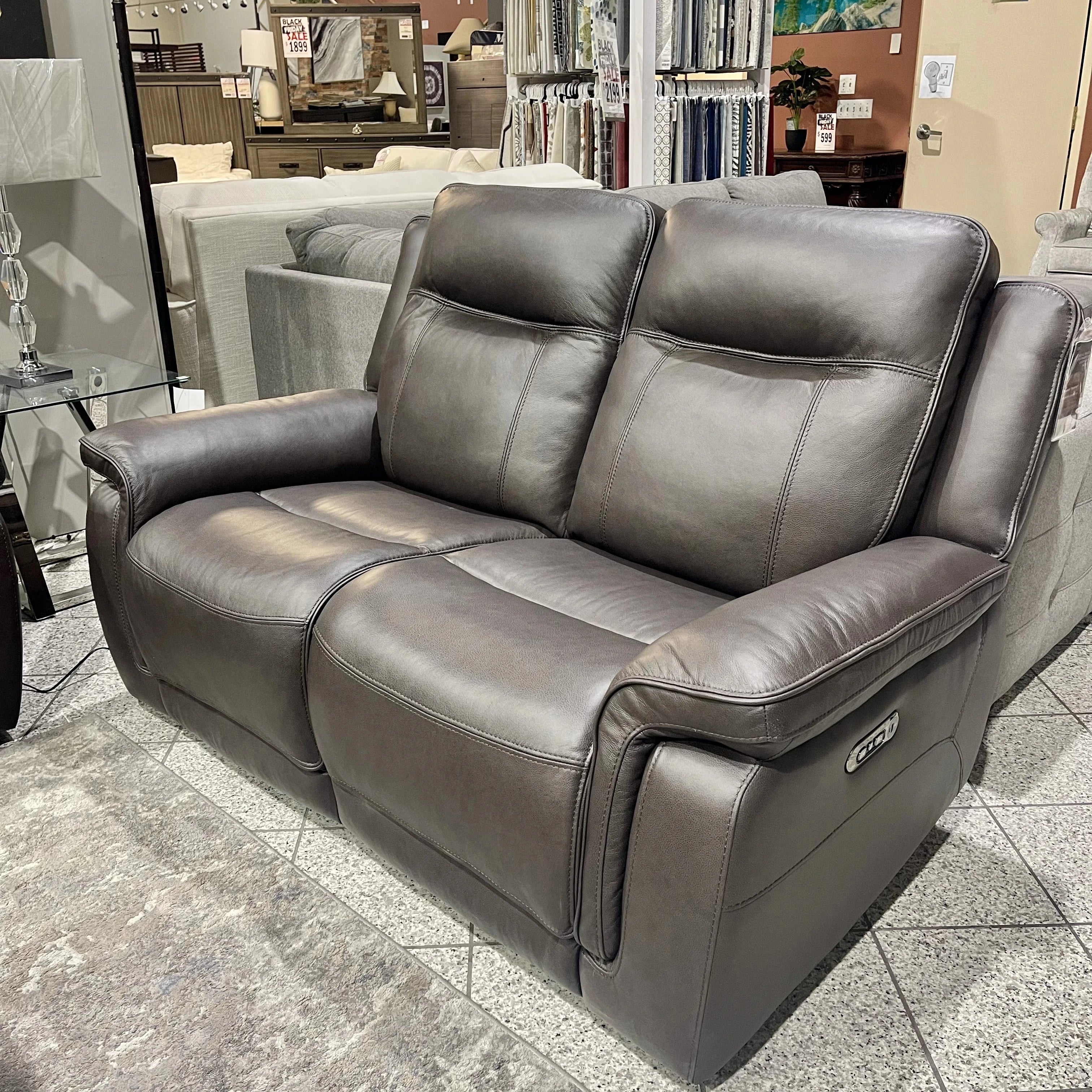 Cassie Leather Reclining Loveseat with Power Headrest and Zero Gravity Recliner