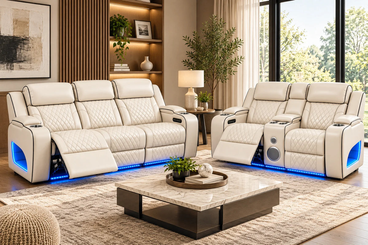 Lux 2.0 Power Reclining Sofa & Loveseat – Ivory