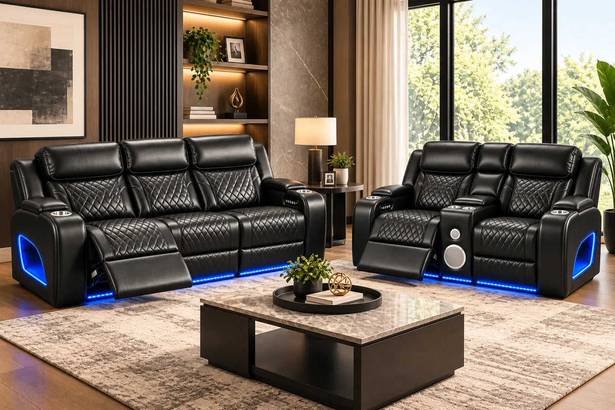 Lux 2.0 Power Reclining Sofa & Loveseat – Charcoal