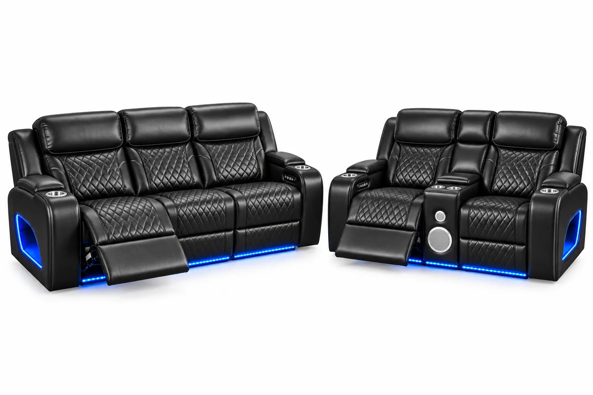 Lux 2.0 Power Reclining Sofa & Loveseat – Charcoal