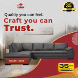 Miami Leather Sectional - Grey