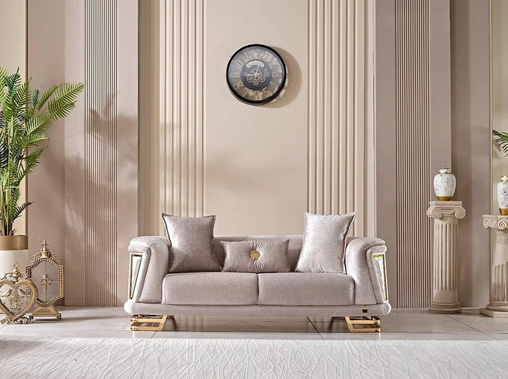 Millennium Loveseat Beige & Gold