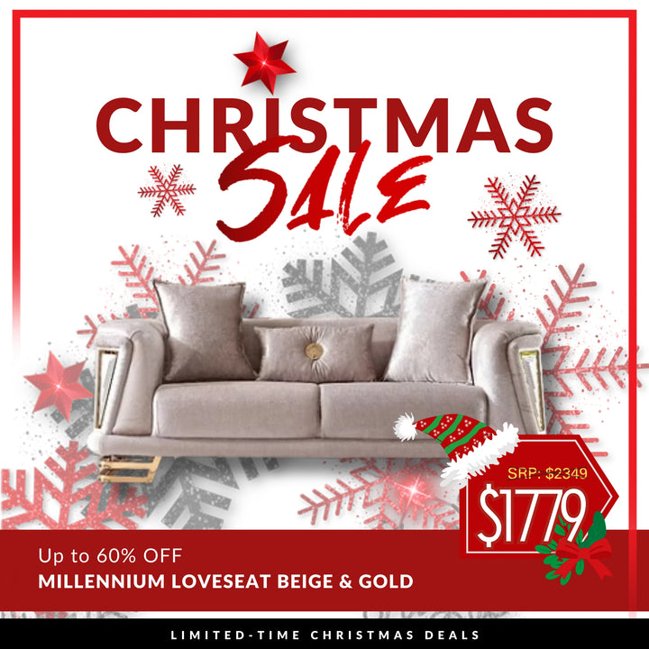 Millennium Loveseat Beige & Gold