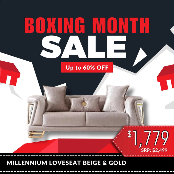 Millennium Loveseat Beige & Gold
