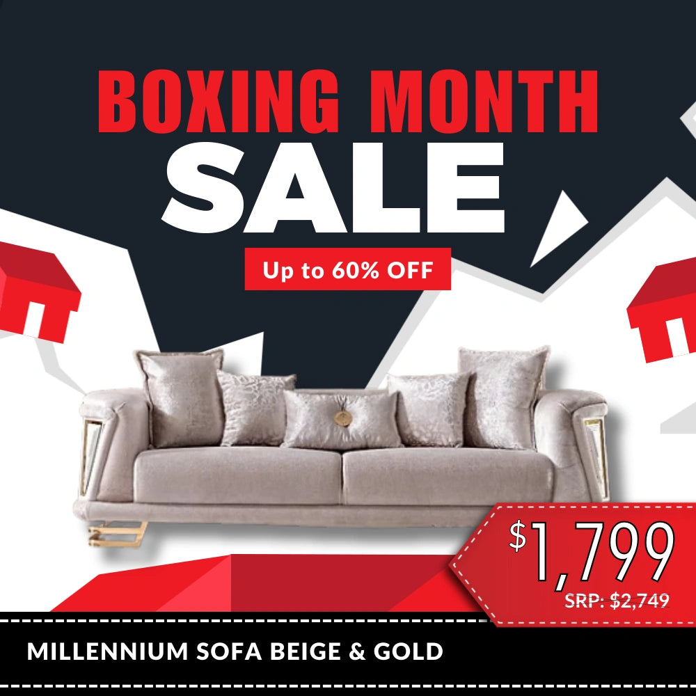 Millennium Sofa Beige & Gold
