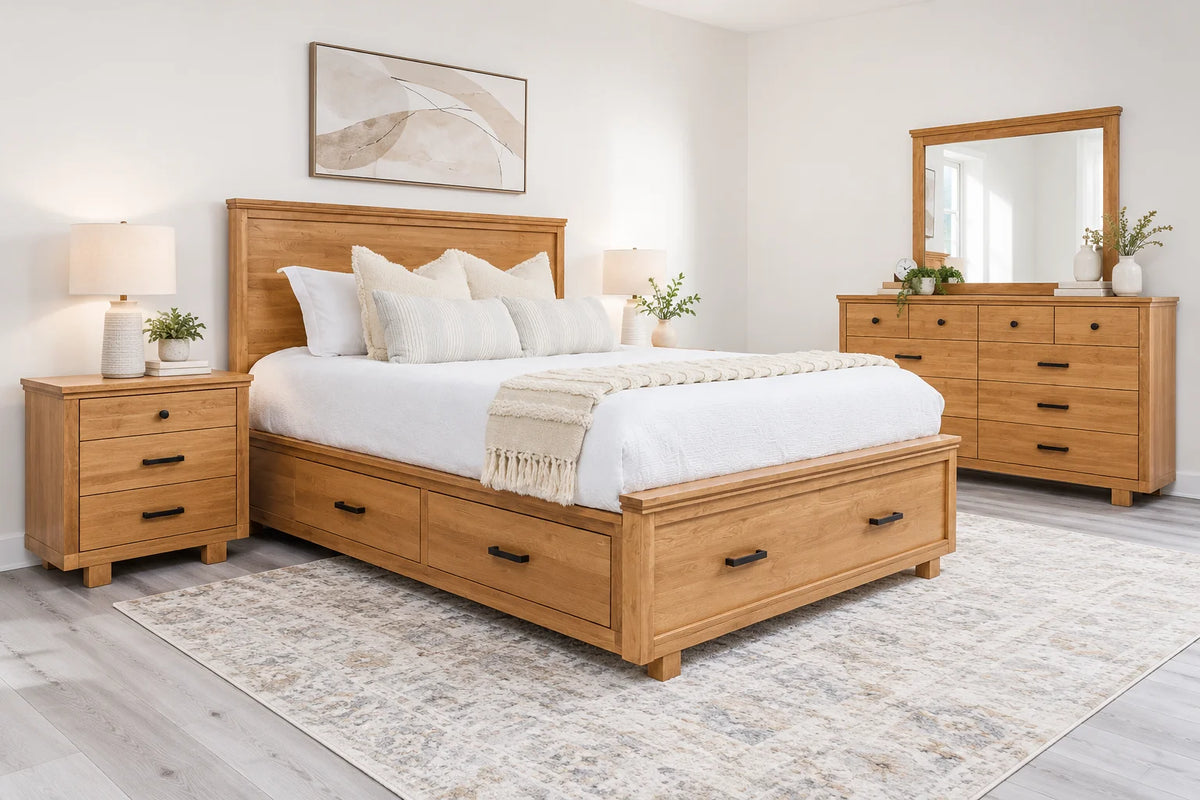 Milo 6-Piece Storage Bedroom Set - Honeycomb