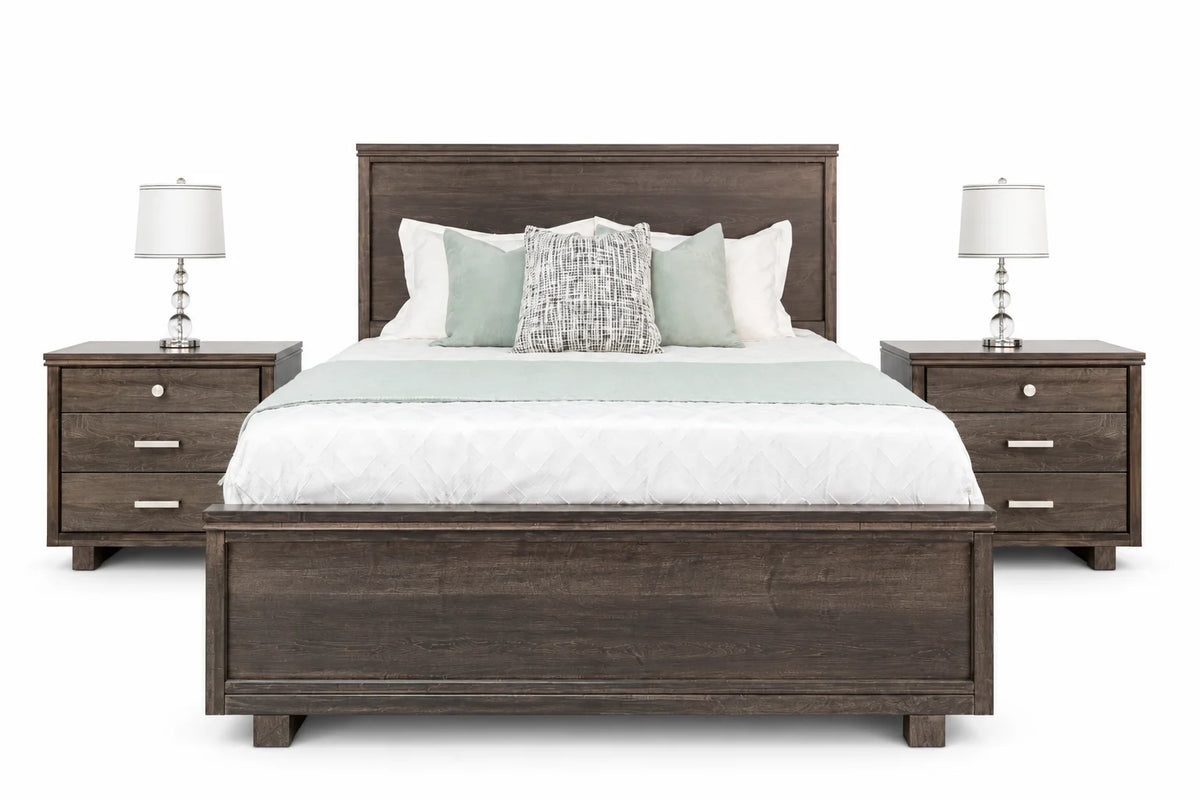 Milo 5-Piece Panel Bed & 2 Nightstands - Onyx