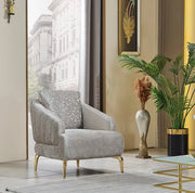 Neva Chair in Light Grey & Gold