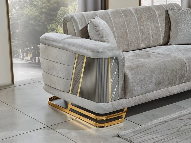 Neva Chair in Light Grey & Gold