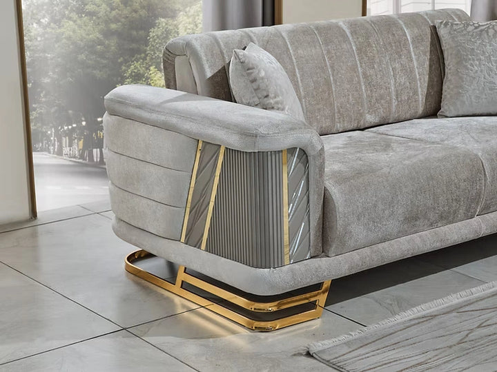 Neva Chair in Light Grey & Gold