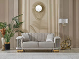Neva Loveseat in Light Grey & Gold