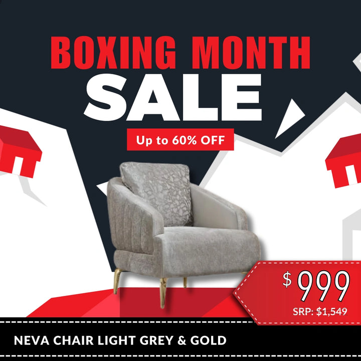 Neva Chair in Light Grey & Gold