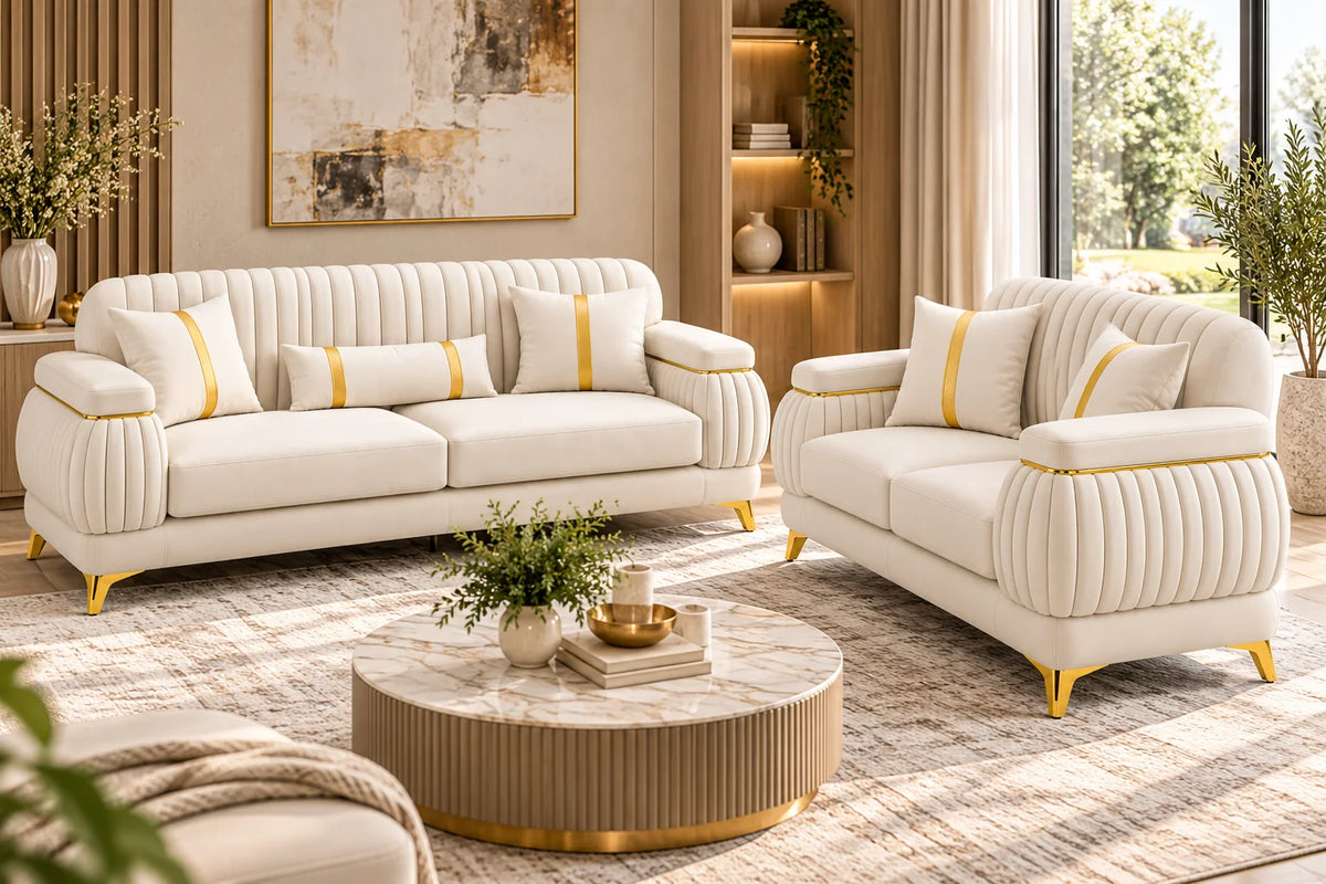 Newstar Sofa & Loveseat – White