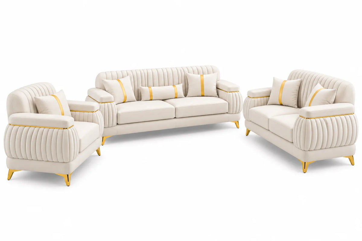 Newstar Sofa, Loveseat & Chair – White