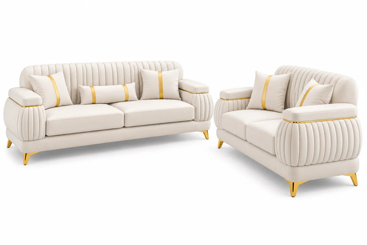 Newstar Sofa & Loveseat – White