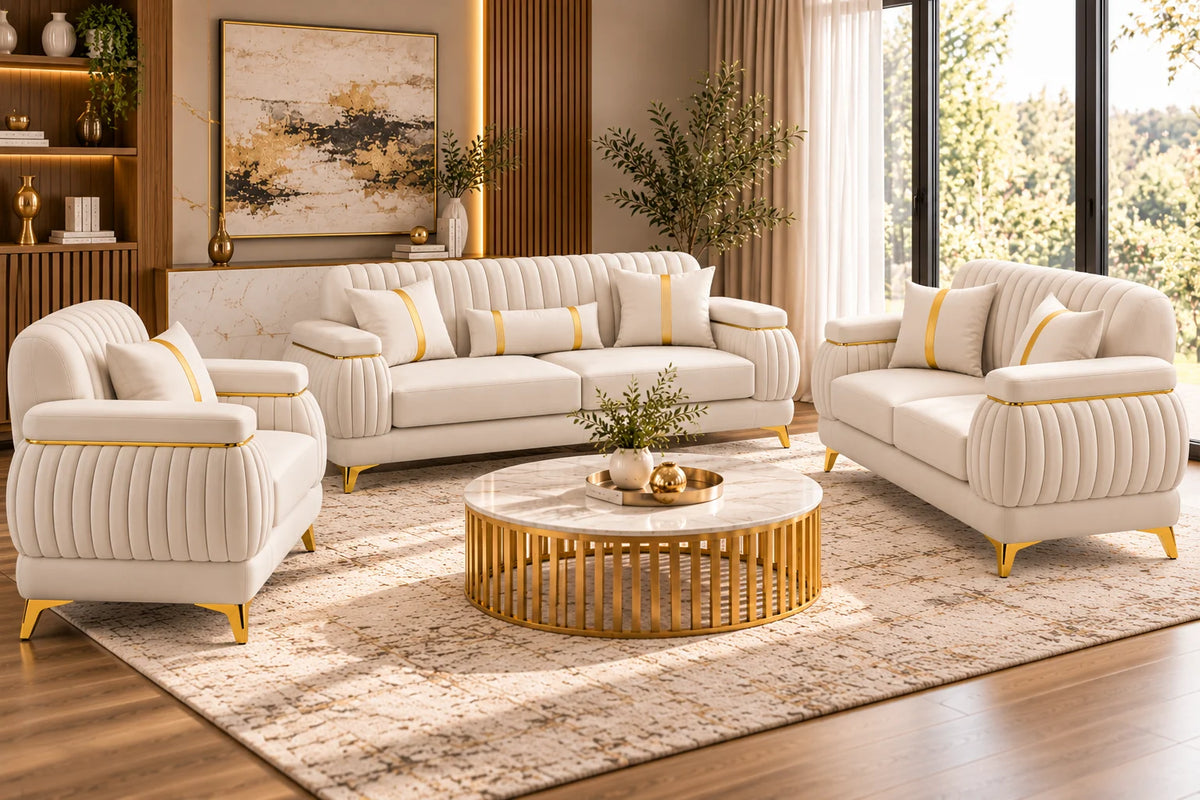 Newstar Sofa, Loveseat & Chair – White