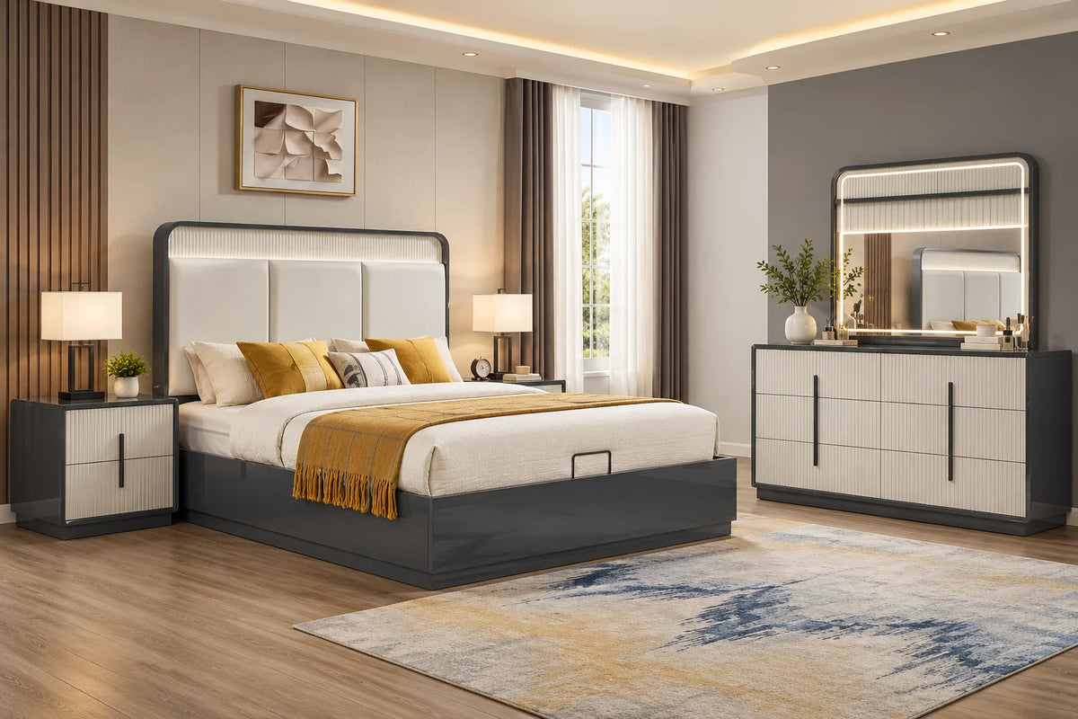 Porto 5 Piece Package – Queen Panel Bed