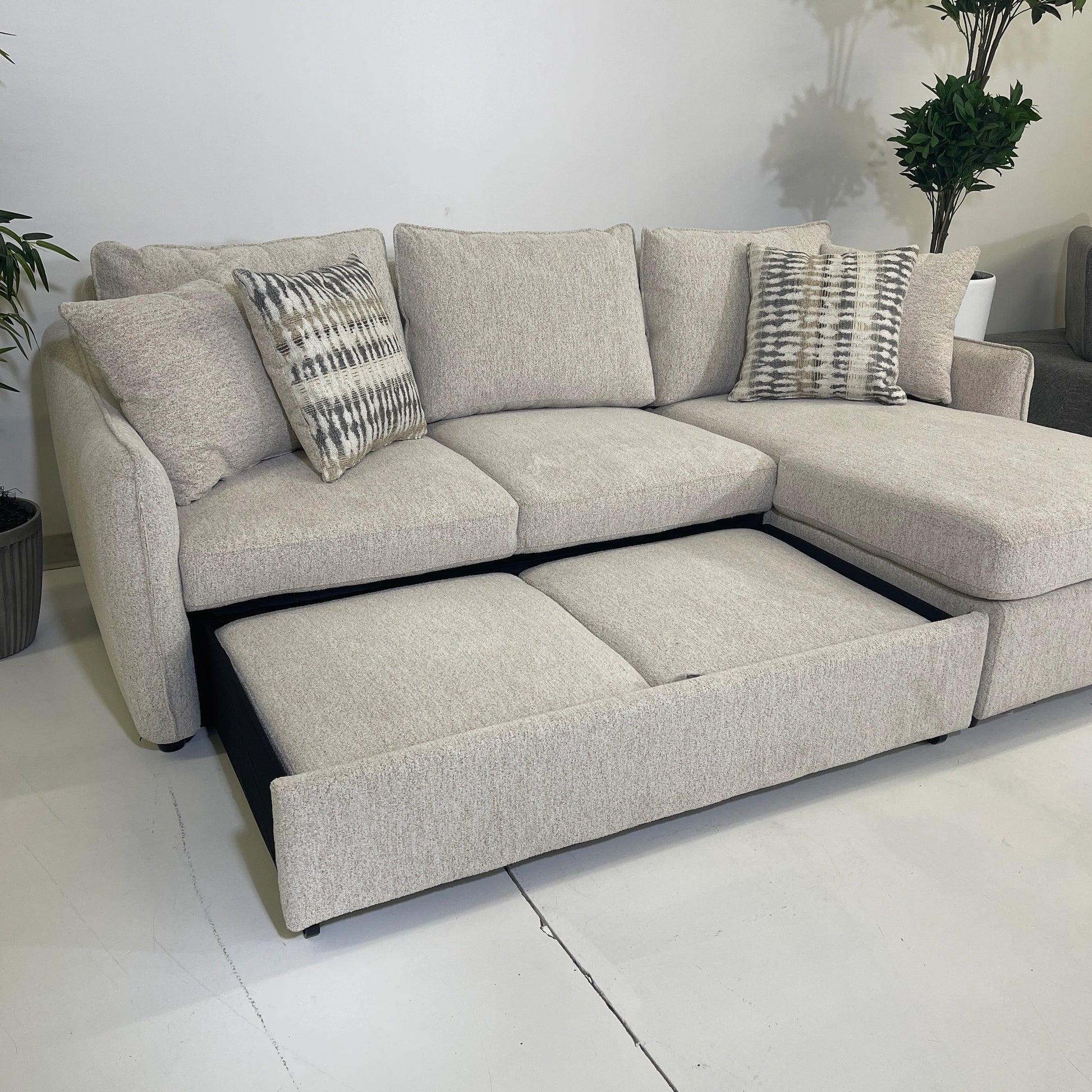Media Sleeper Sectional Open Partially Detail, Right Chaise