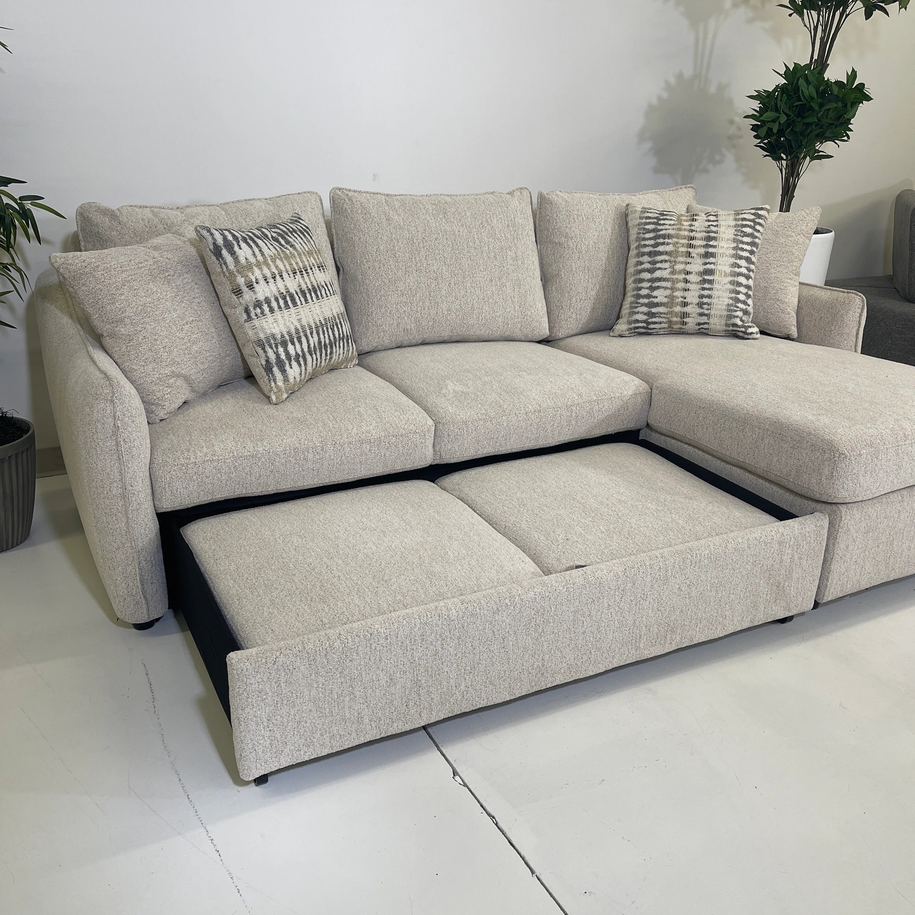 Media Sleeper Sectional Open Partially Detail, Right Chaise