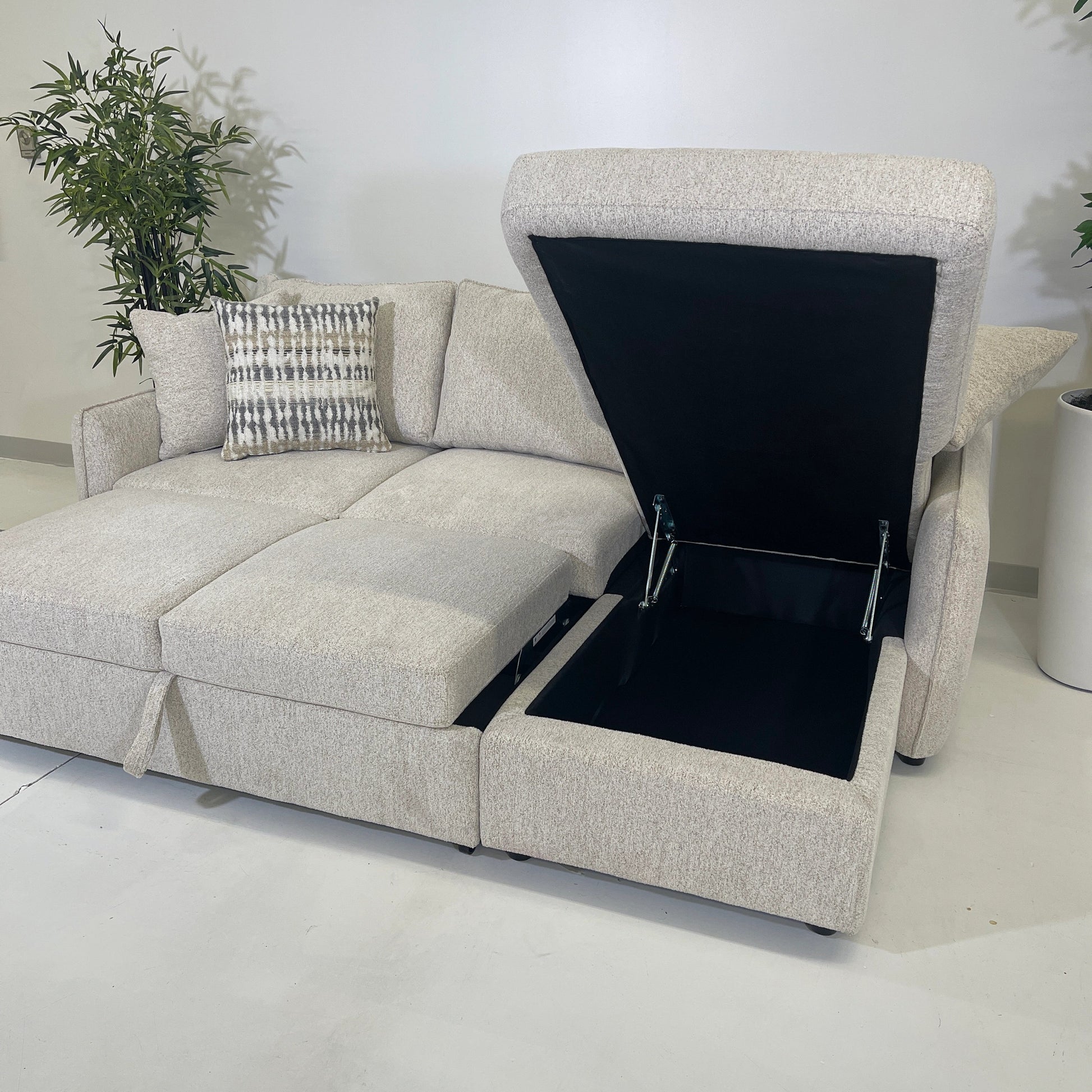Media Sleeper Sectional Chaise Open Detail