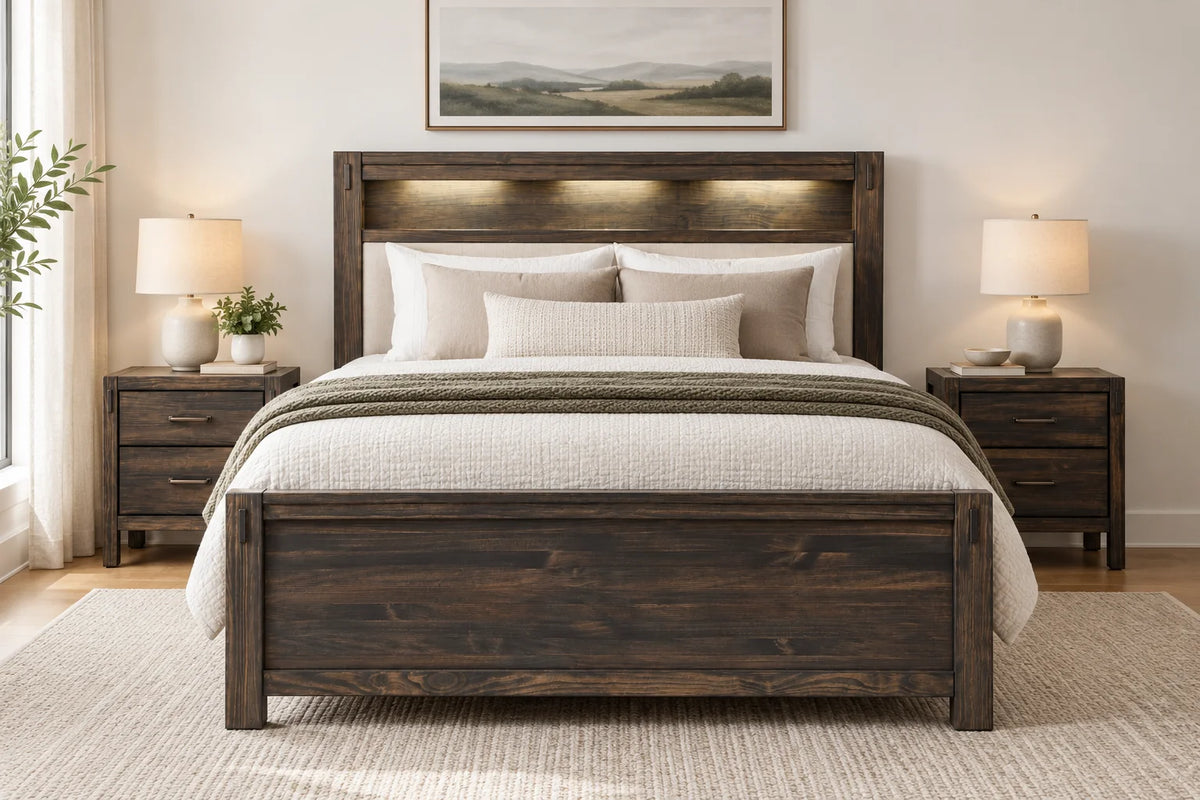 Stella 3 Piece Package – Queen Panel Bed & Nightstands