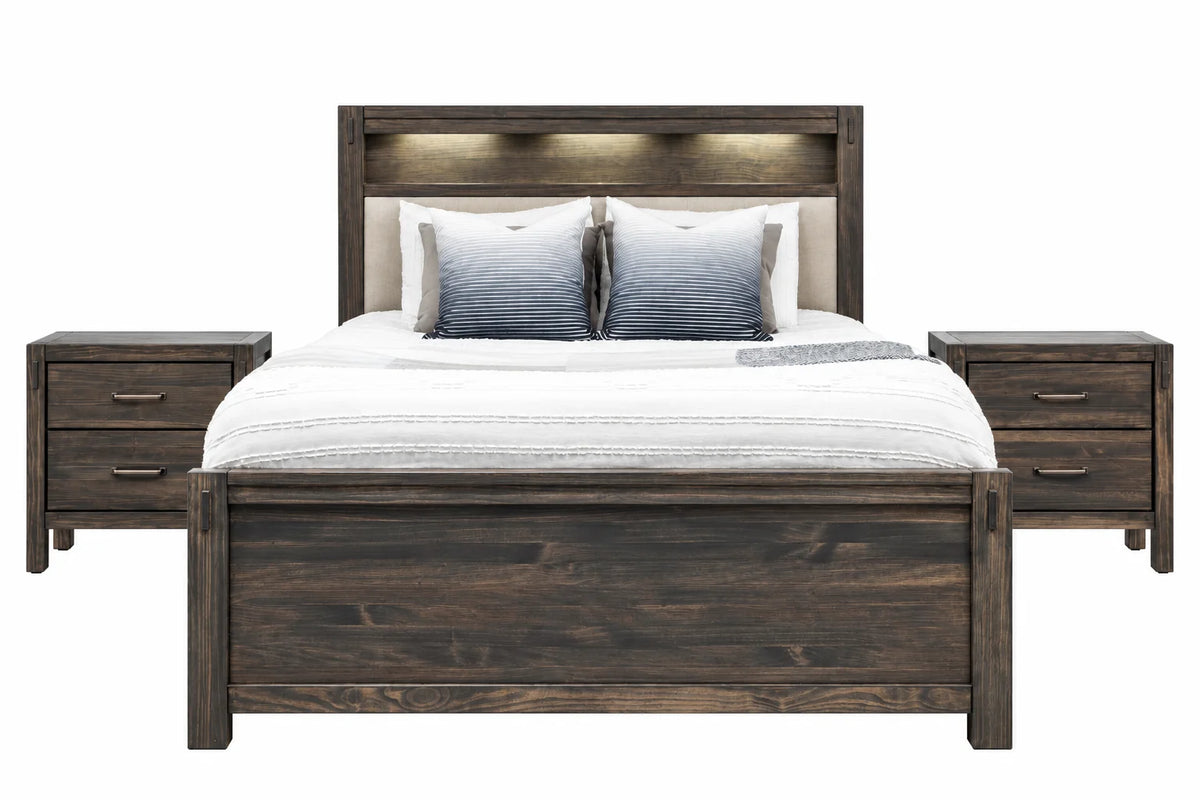 Stella 3 Piece Package – Queen Panel Bed & Nightstands