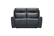 Leather power reclining loveseat in modern design with soft cushions and dual recliners
