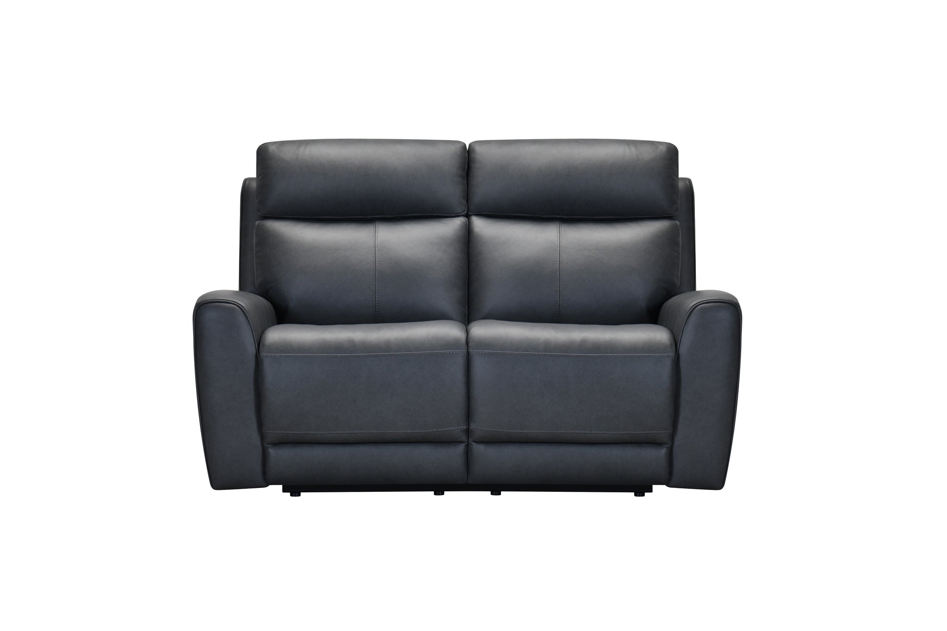 Leather power reclining loveseat in modern design with soft cushions and dual recliners