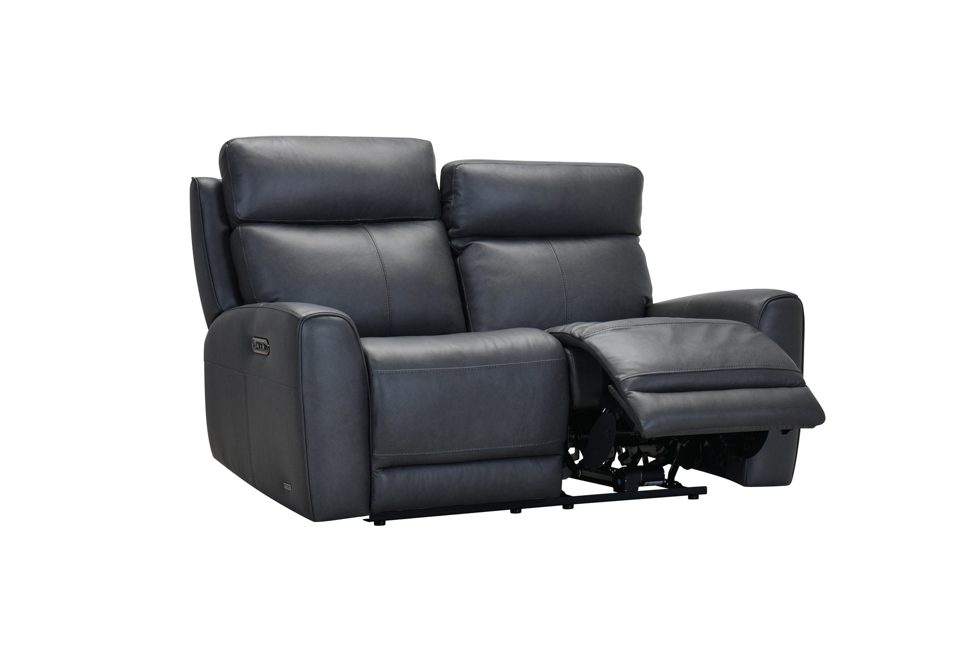 Leather power reclining loveseat with plush seating and power controls