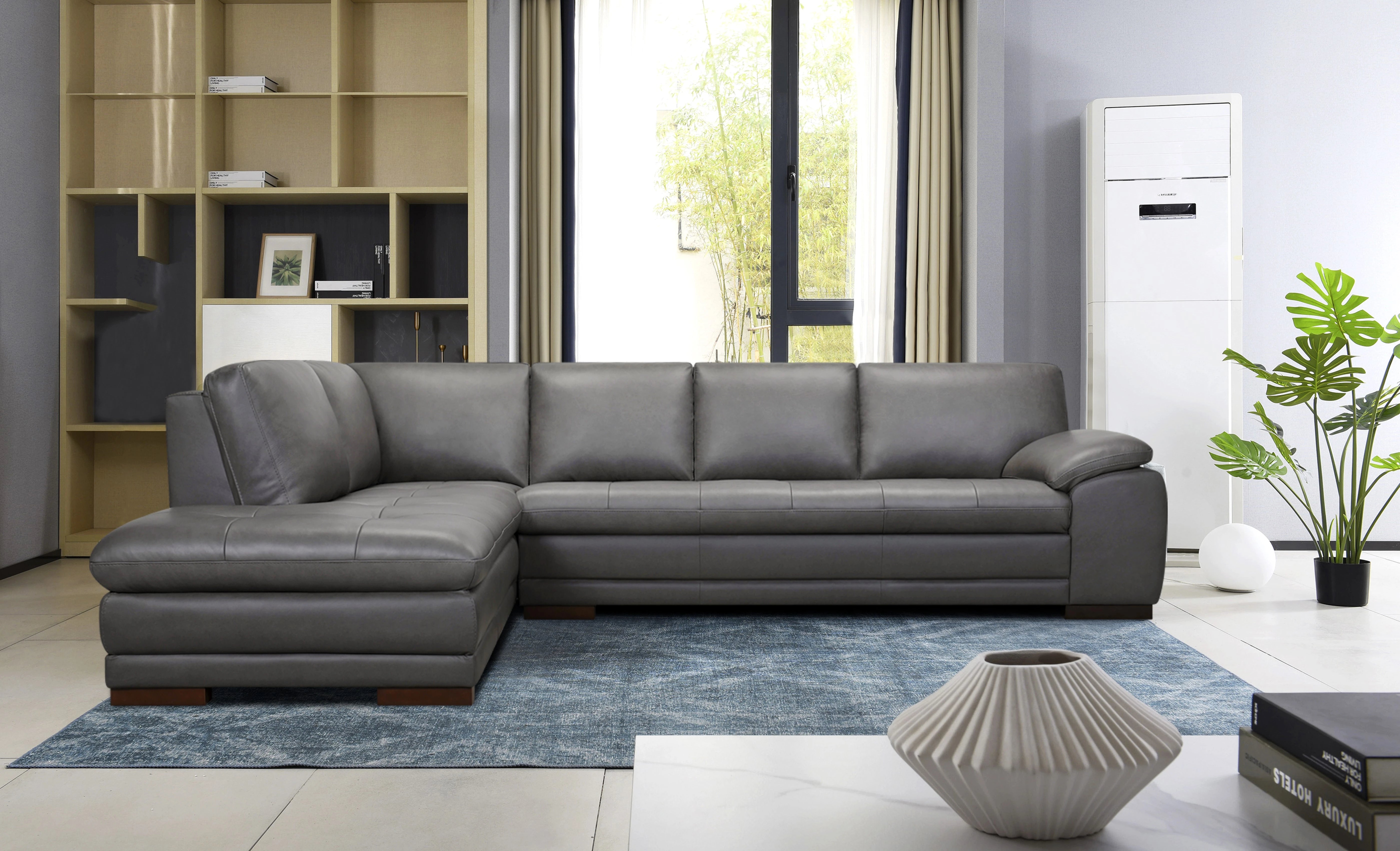 Miami Leather Sectional - Grey