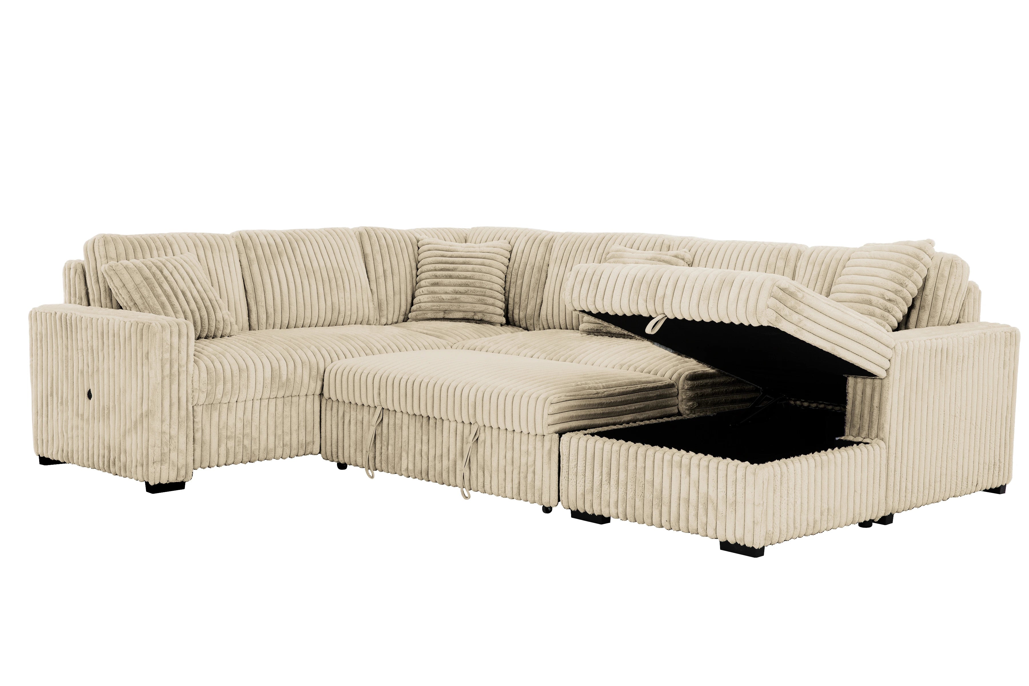 Tadley Media Sleeper – Beige Sectional