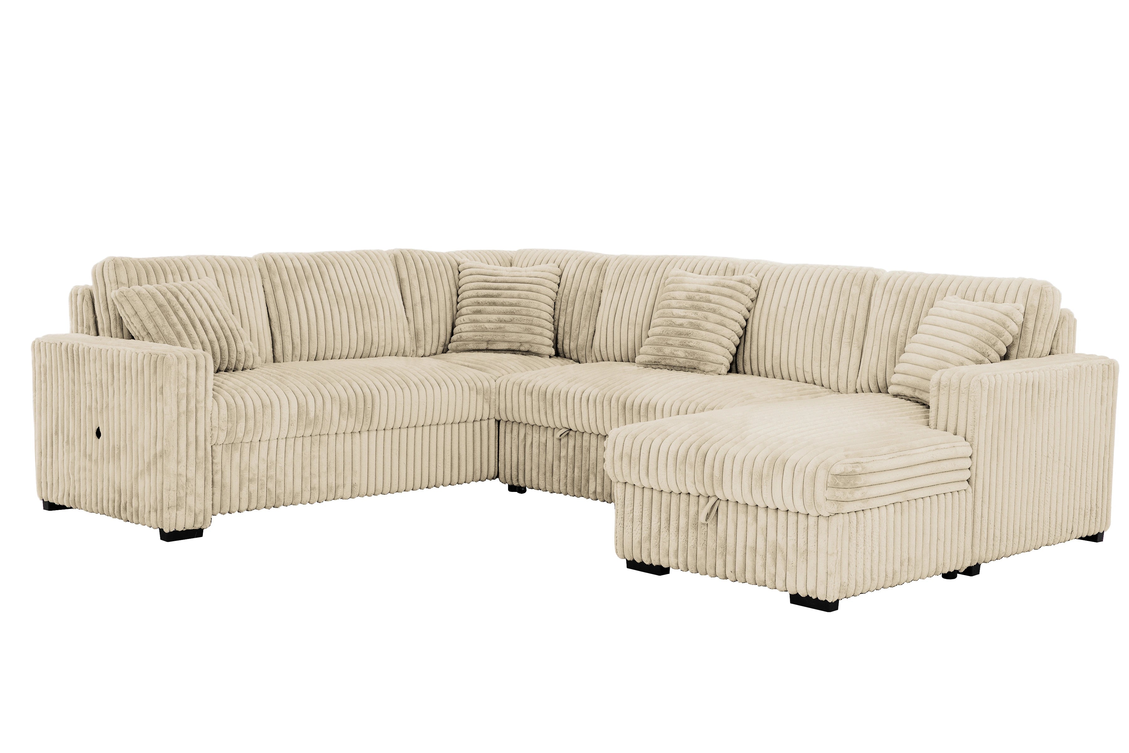 Tadley Media Sleeper – Beige Sectional
