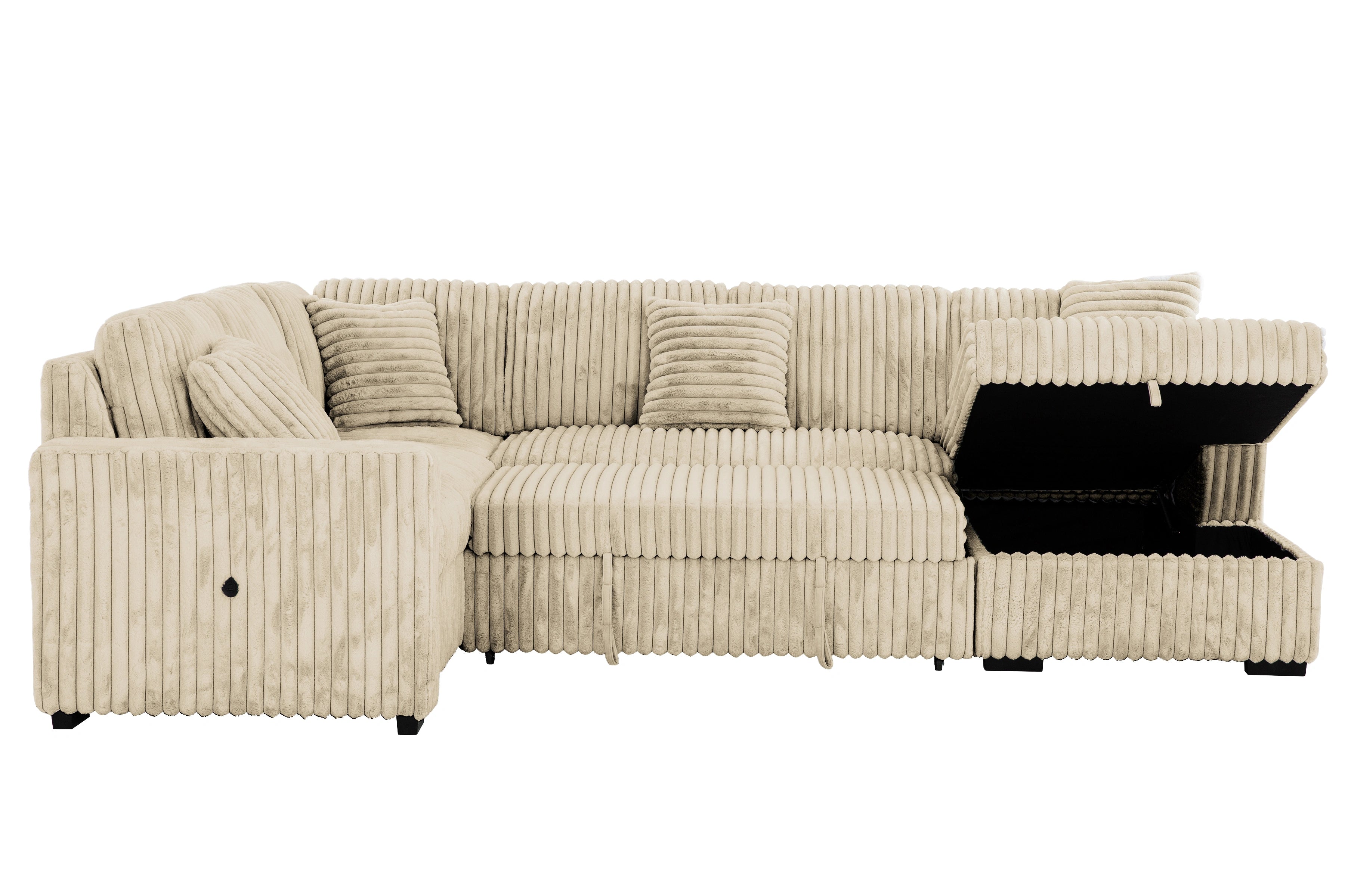 Tadley Media Sleeper – Beige Sectional